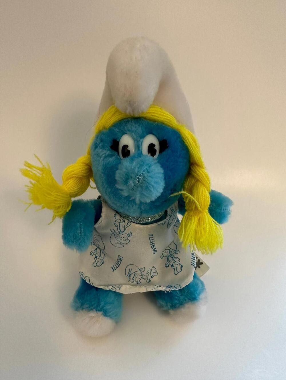 Vintage Peyo Smurfette Bean Bag Plush with Tush Tag Made in Korea 1981 (8 inch)